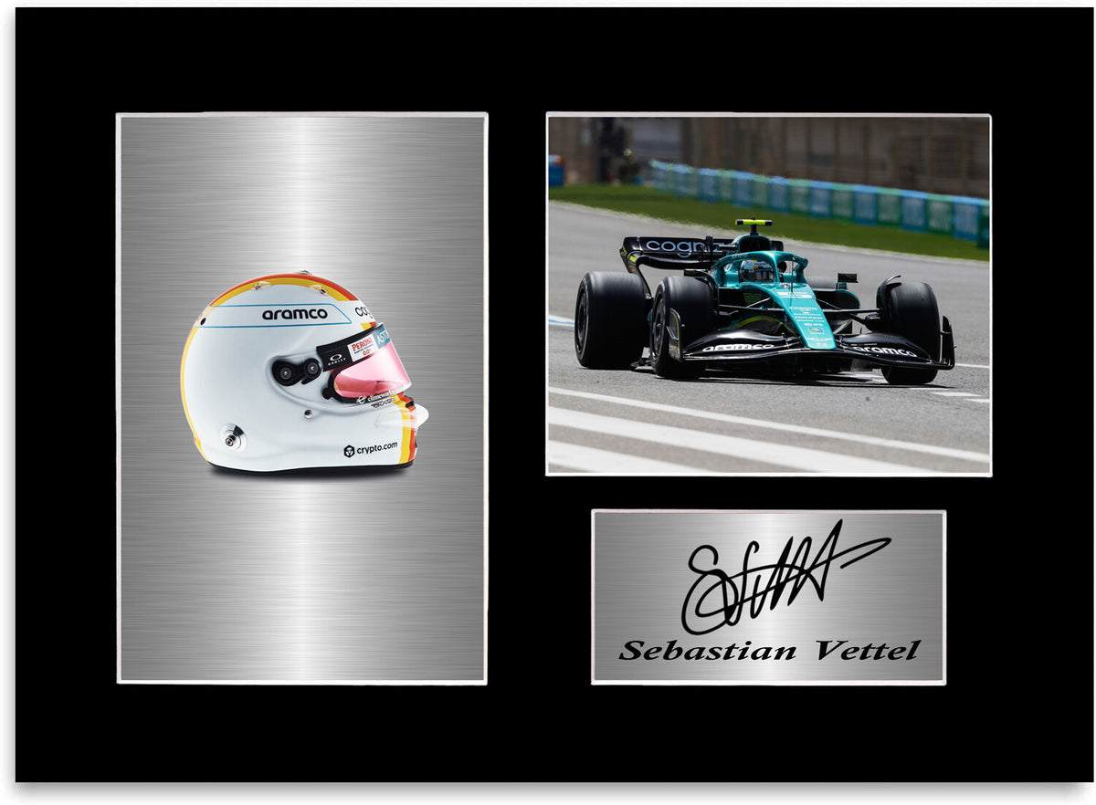 Sebastian Vettel Aston Martin F1 2022 Car Helmet Signed Photo Display Poster A4