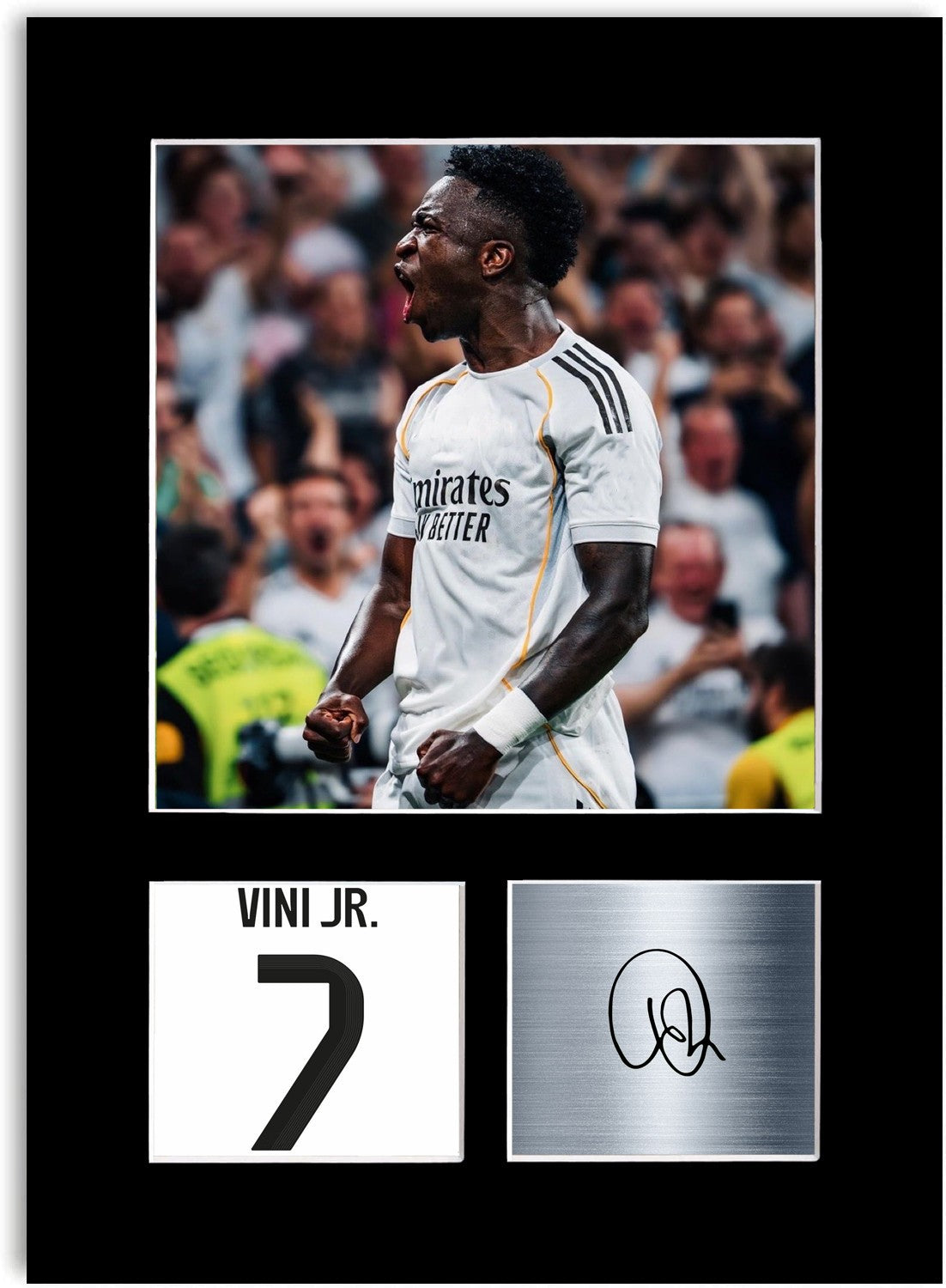 Vinicius Junior Football Player Poster Signed Photo Display Mount Print A4 Gift