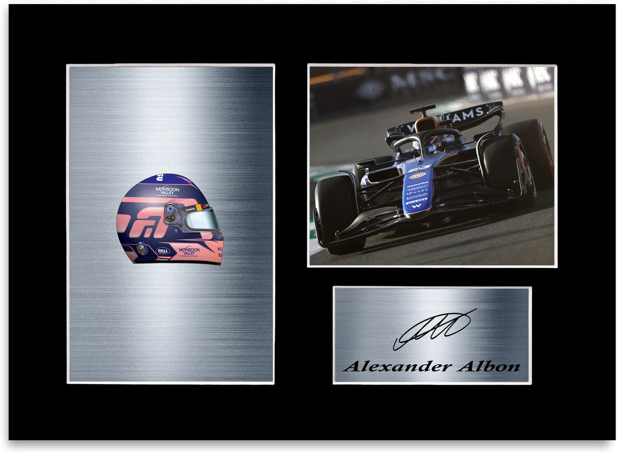 Alexander Albon Formula 1 Driver 2024 mounted display by LJW Prints