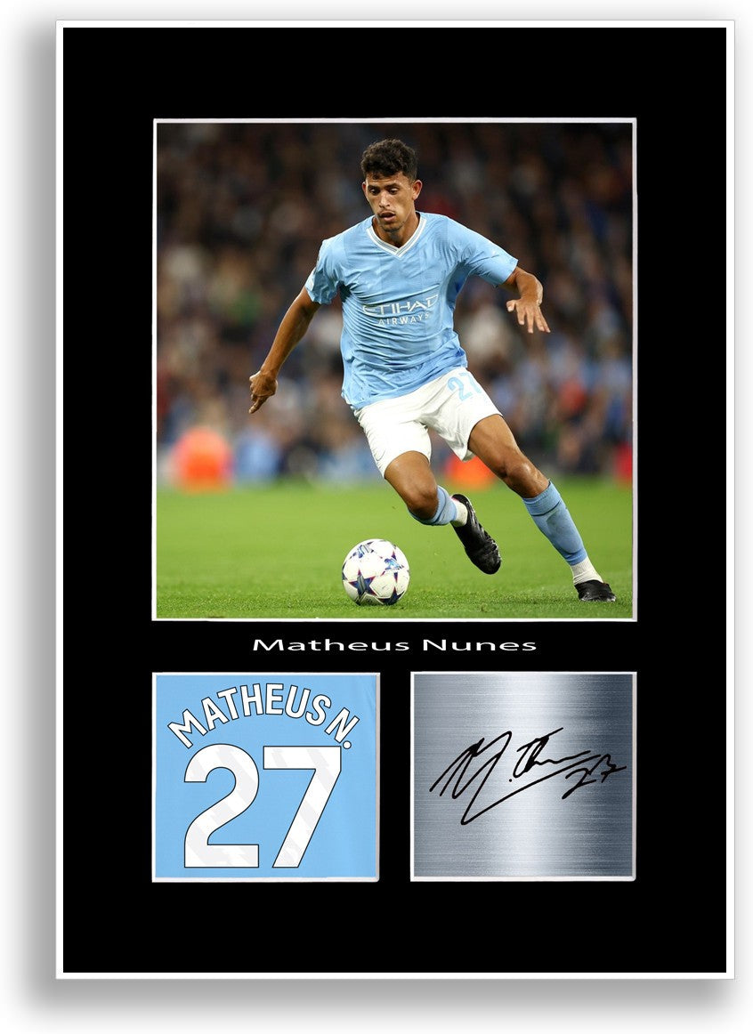 Matheus Nunes Football Player Poster Signed Print Photo A4 Wall Art Gift Idea