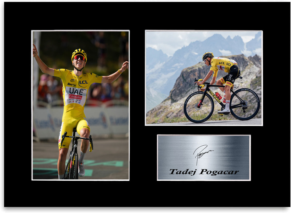 Tadej Pogacar Road Racing Cyclist mounted display by LJW Prints