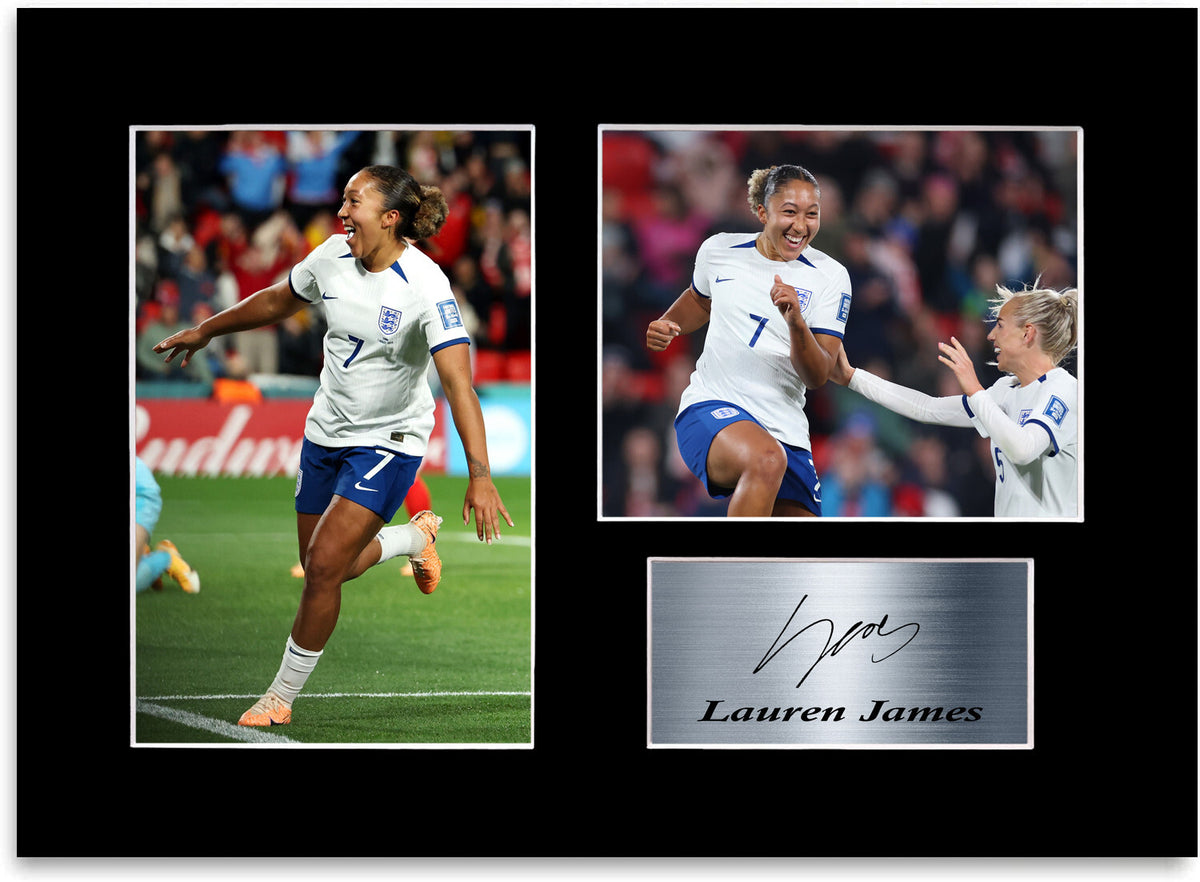 Lauren James England mounted display by LJW Prints