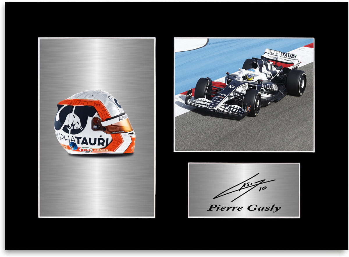 Pierre Gasly Alphatauri F1 Driver 2022 Car Helmet Signed Photo Display Mount A4