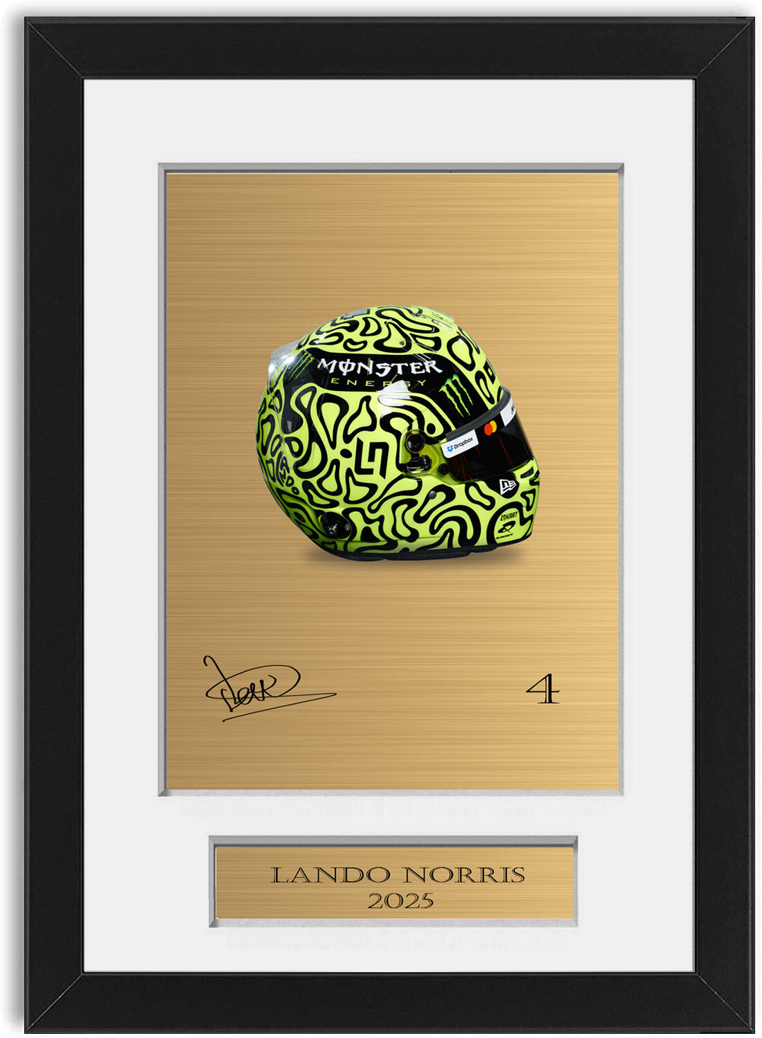 Lando Norris 2025 Helmet For F1 Fans framed print by LJW Prints