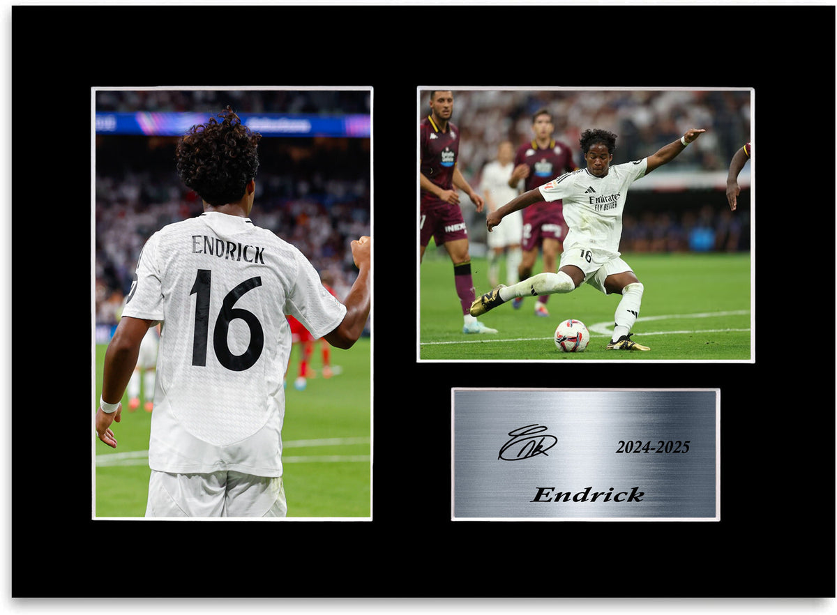 Endrick Real Madrid Football Player mounted display by LJW Prints