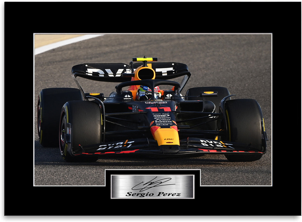 Sergio Perez Formula 1 Driver 2024 mounted display by LJW Prints