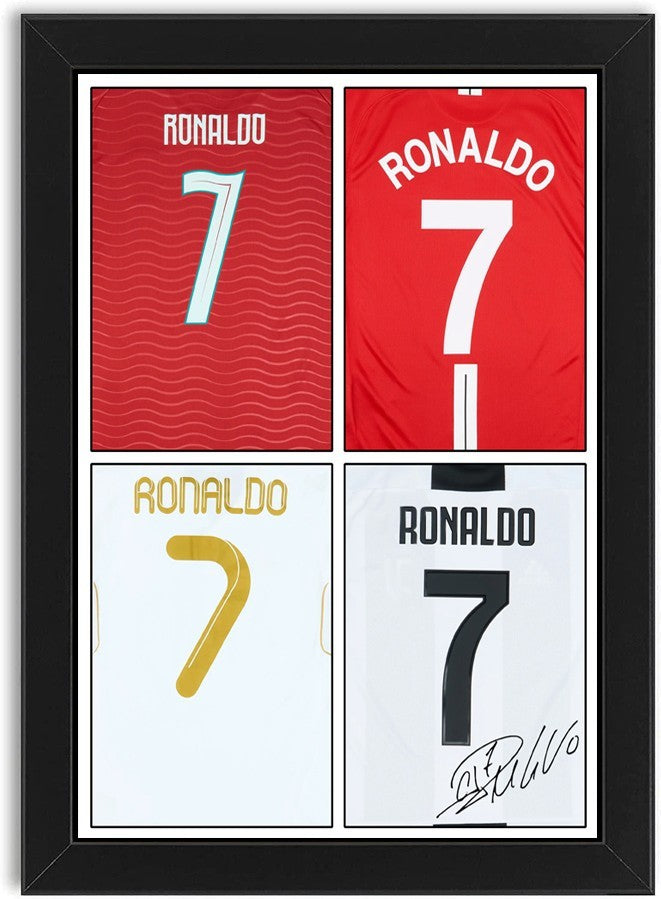Ronaldo Portugal Football Shirts Poster Signed Print Photo A4 Wall Art Framed