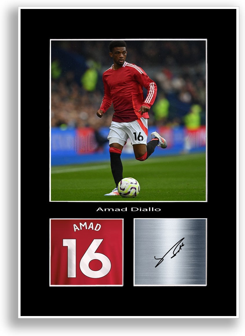 Amad Diallo Football Player Poster Signed Print Photo A4 Wall Art Gift Idea