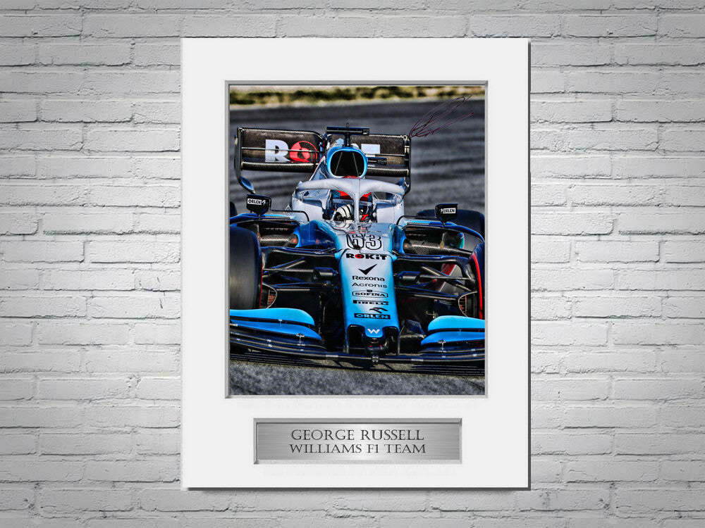 George Russell Williams F1 2021 Signed Photo Display Mount A4