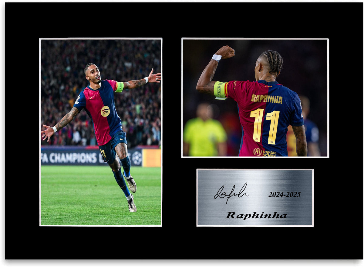 Raphinha Football Player Barcelona mounted display by LJW Prints