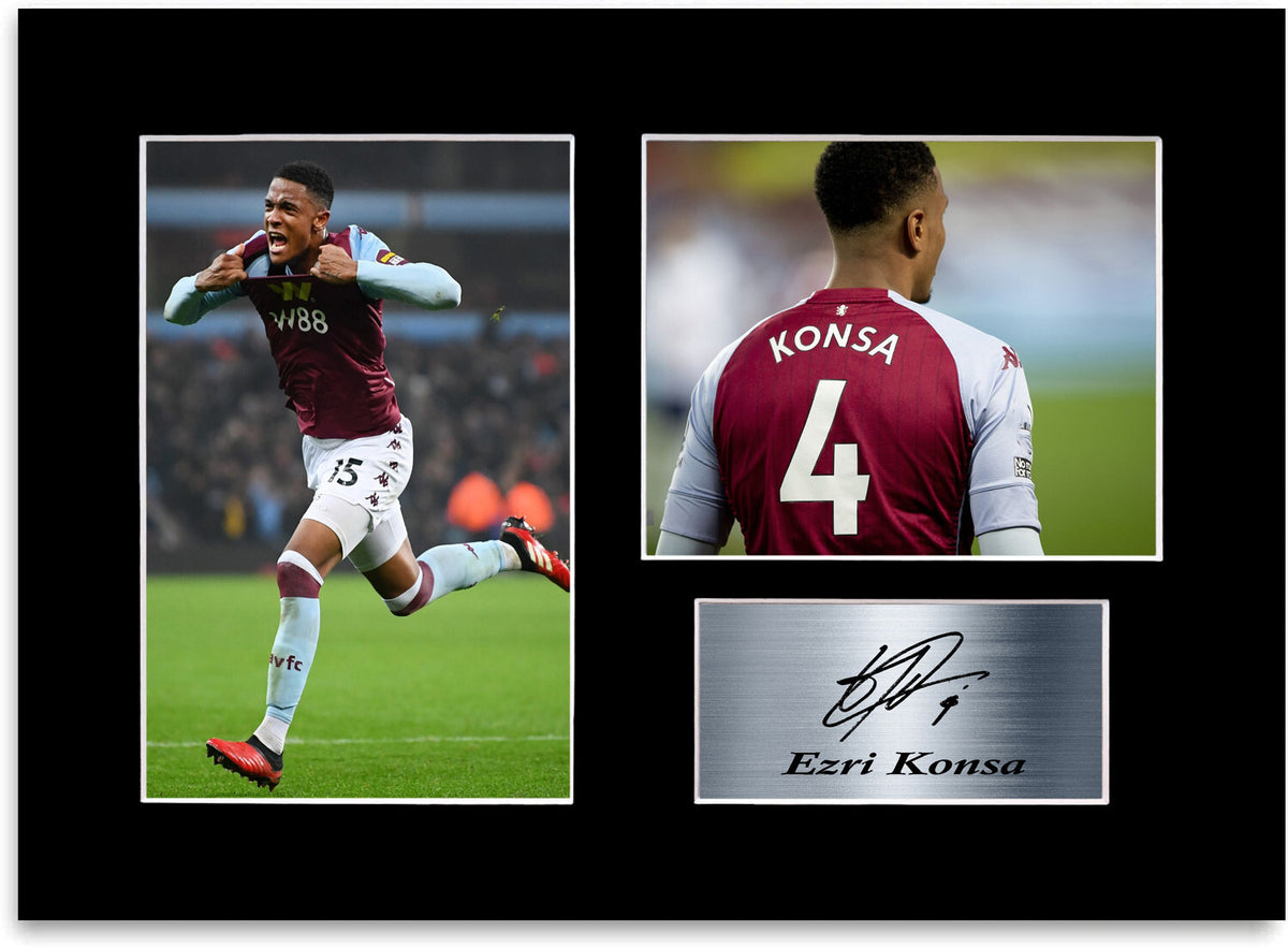 Ezri Konsa Aston Villa Player mounted display by LJW Prints