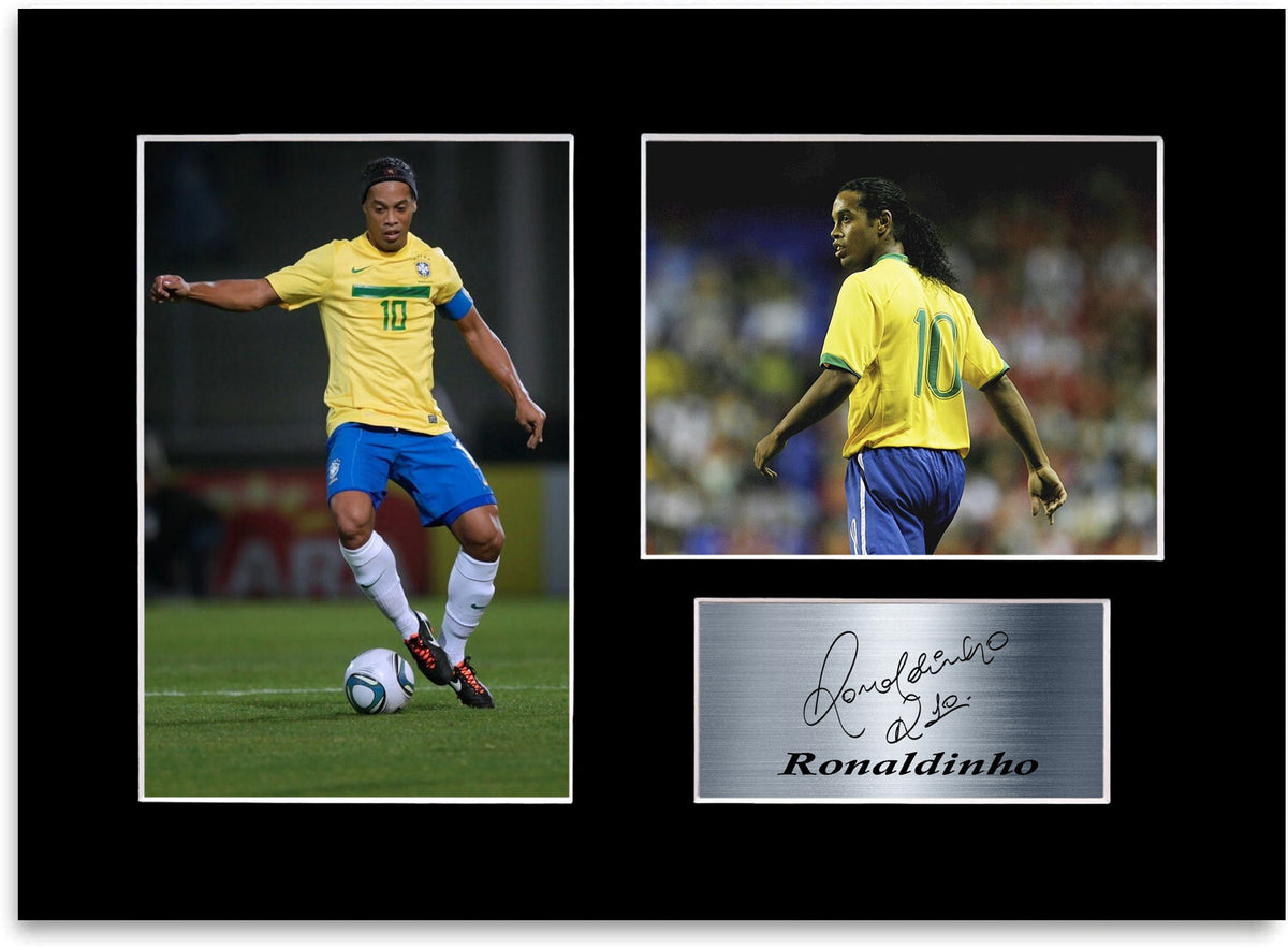 Ronaldinho Brazil Football Player mounted display by LJW Prints