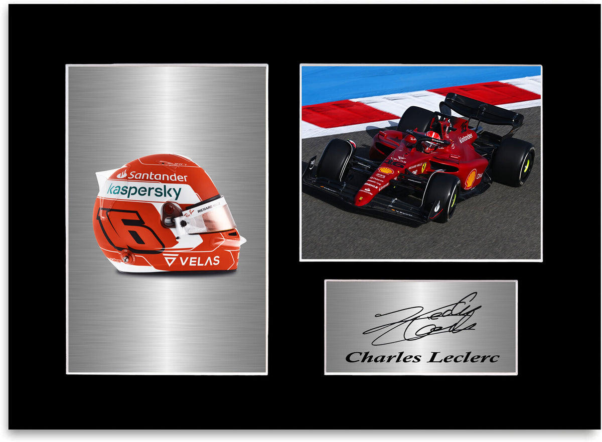 Charles Leclerc 2022 Car Helmet Signed Photo Display Mount A4 For F1 Racing Fans