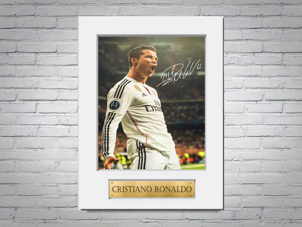 Cristiano Ronaldo Real Madrid A4 Signed Photo Display Mount Gift Football Poster