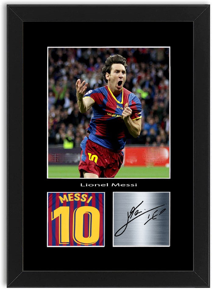 Lionel Messi Football Player Poster Signed Print Photo A4 Wall Art Framed