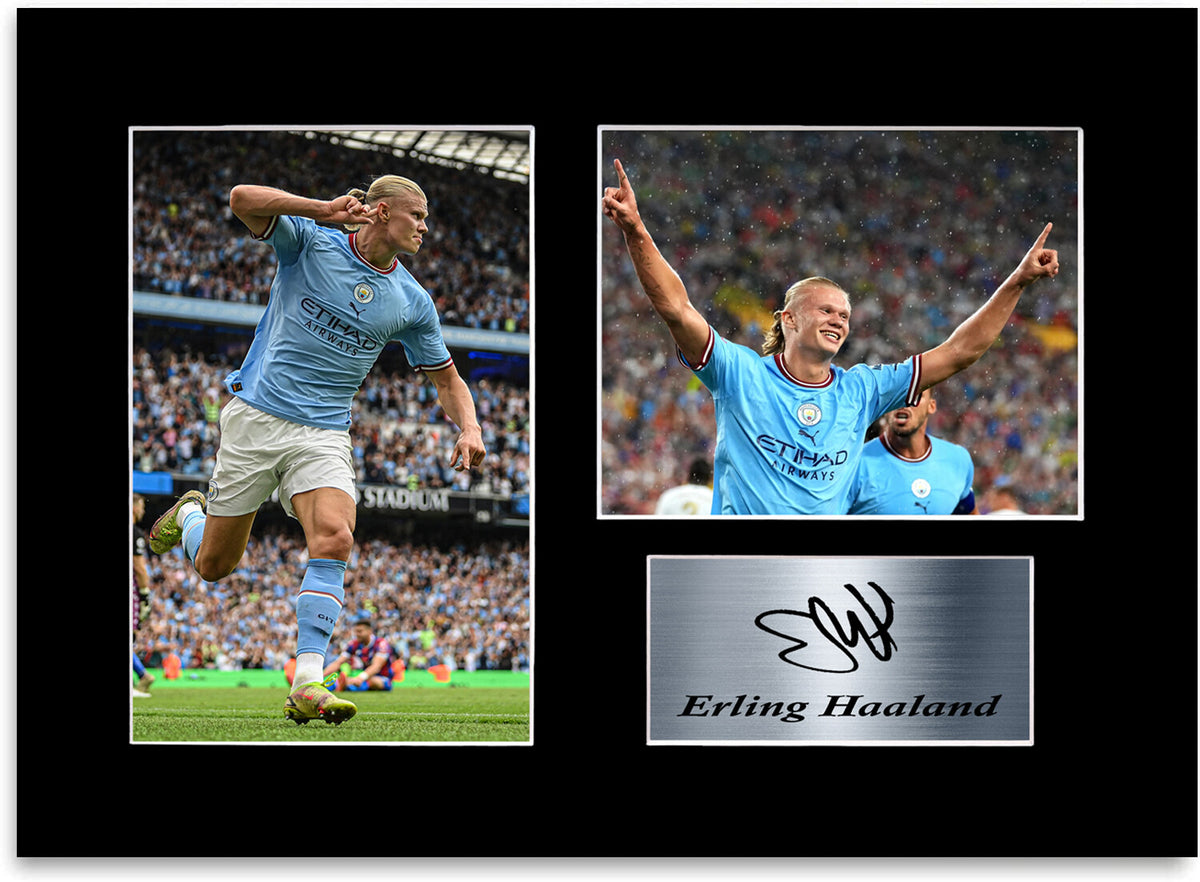 Erling Haaland Man City Player A4 Signed Photo Display Mount Gift Poster Print