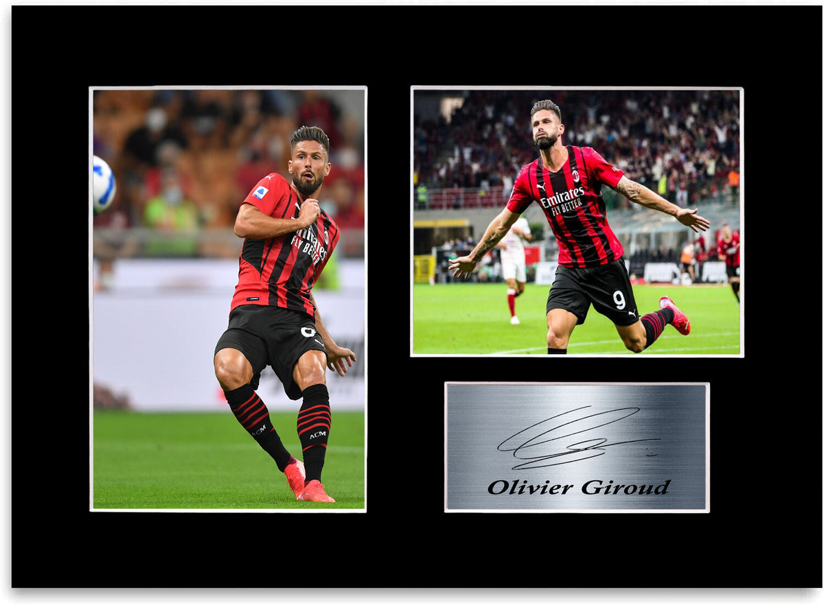 Olivier Giroud Milan Football Player mounted display by LJW Prints