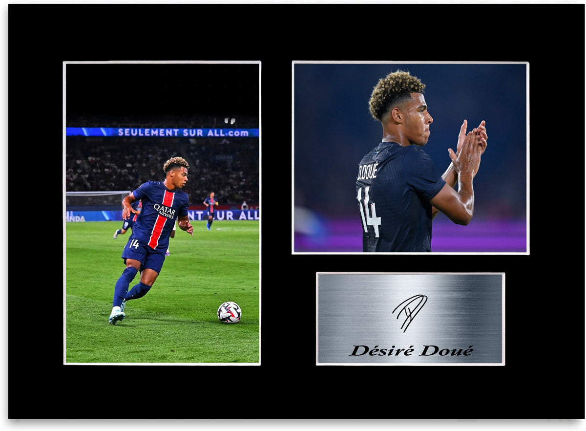 Desire Doue Football Player For psg Fans mounted display by LJW Prints