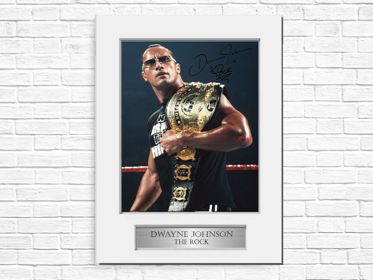 Dwayne Johnson The Rock WWE Wrestler A4 Signed Autograph Photo Display Mount