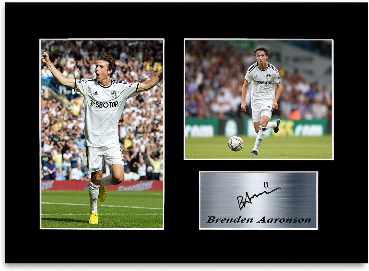 Brenden Aaronson Leeds United Player mounted display by LJW Prints