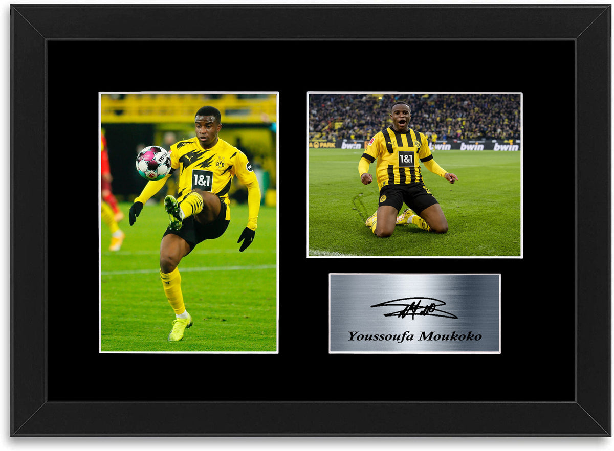 Youssoufa Moukoko Dortmund Football Player A4 Signed Photo Display Poster Framed