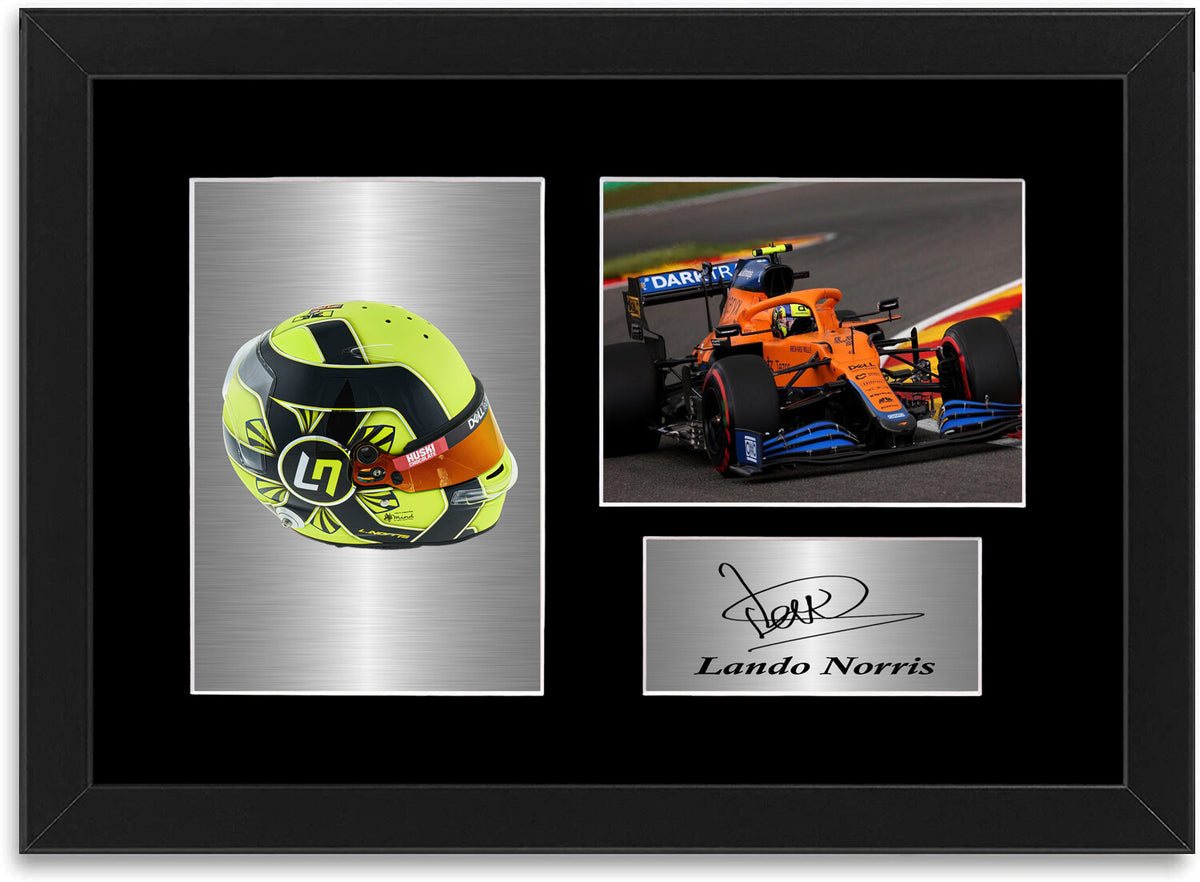 Lando Norris Formula 1 2021 Helmet Signed Photo Display Mount A4 Framed