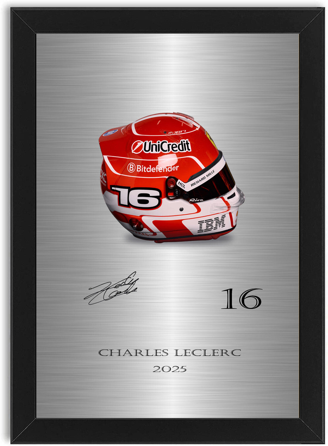 Charles Leclerc Helmet For Ferrari F1 Fans framed print by LJW Prints