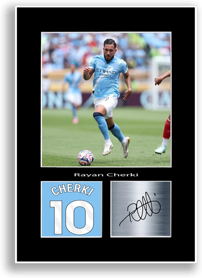 Rayan Cherki Football Player Poster Signed Print Photo A4 Wall Art Gift Idea