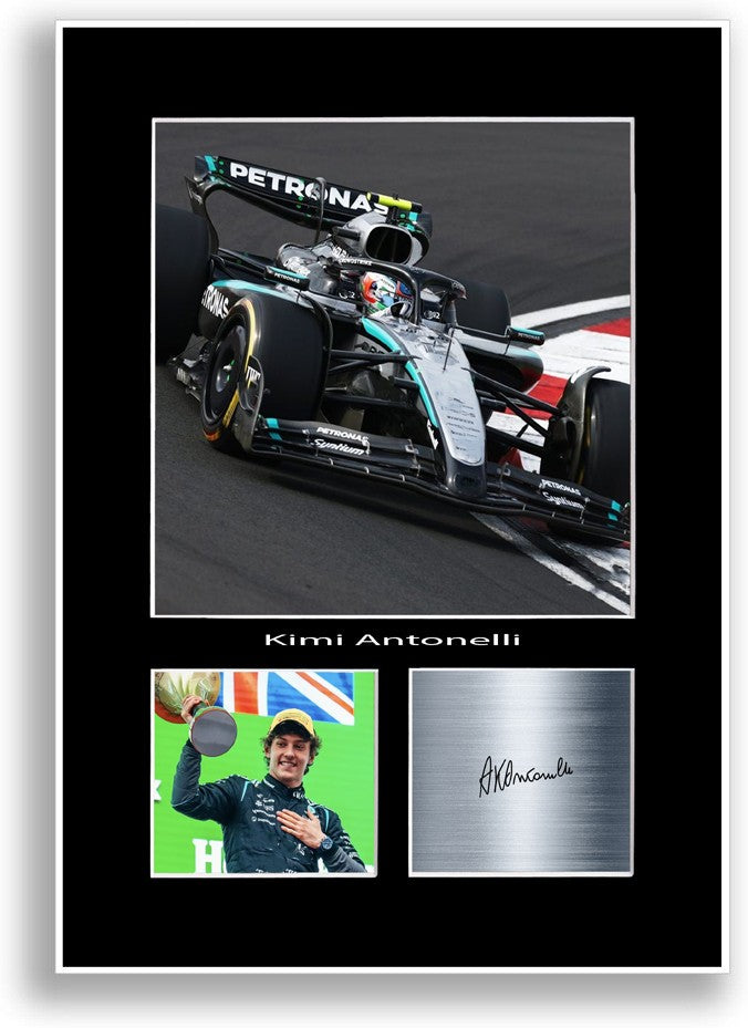 Kimi Antonelli F1 Driver Race Winner Poster Signed A4 Print Wall Art Gift Idea