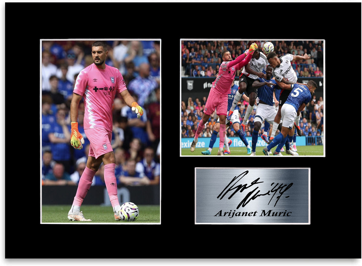 Arijanet Muric Ipswich Player framed print by LJW Prints