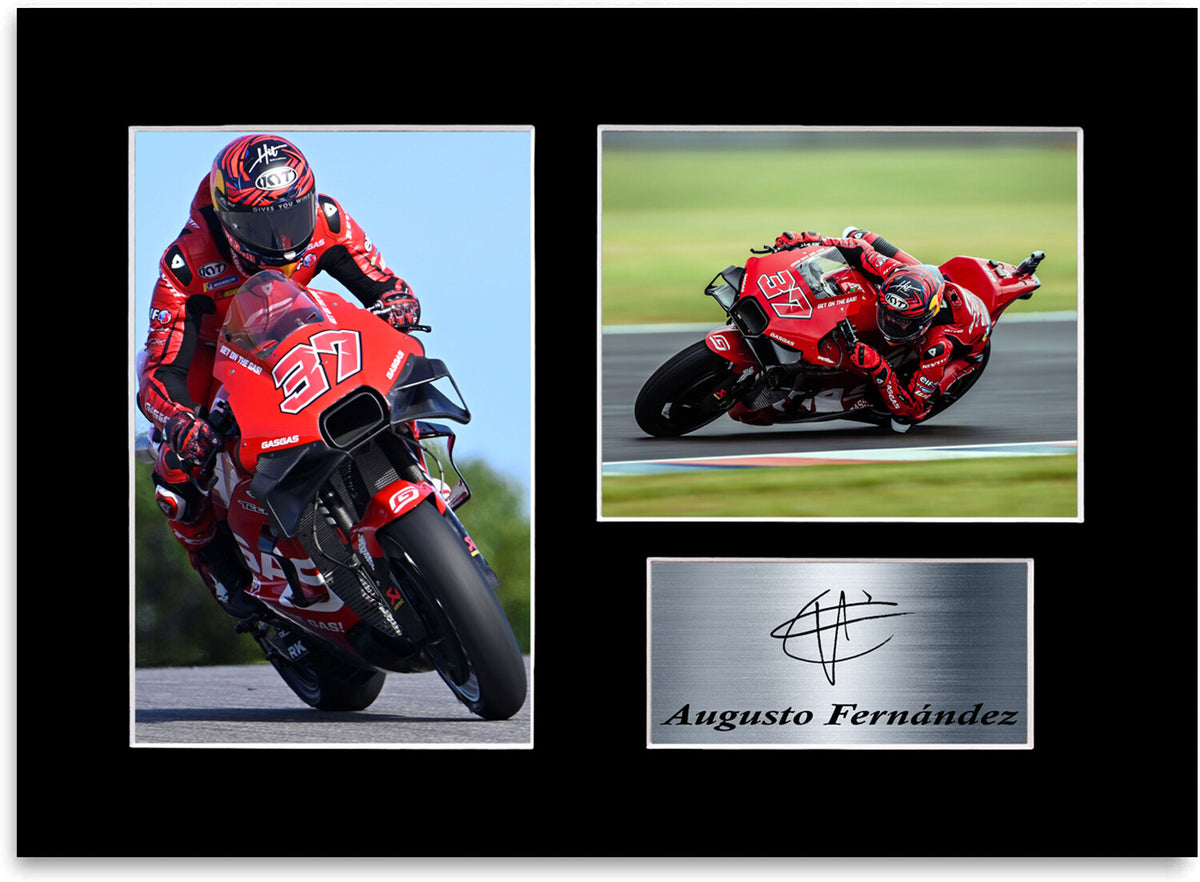 Augusto Fernandez Motorcycle Racer Poster Signed Photo Display Mount A4