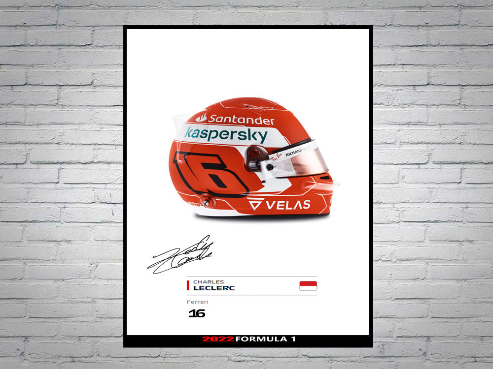 Charles Leclerc Ferrari F1 Formula 1 2022 Helmet Signed Poster A4