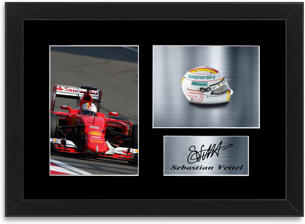 Sebastian Vettel Ferrari F1 World Champion Poster Signed Photo Display Framed A4