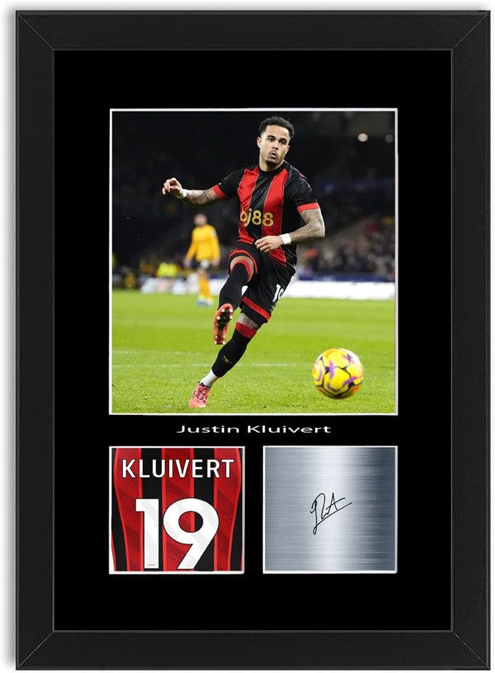 Justin Kluivert Football Player Poster Signed Print Photo A4 Wall Art Framed