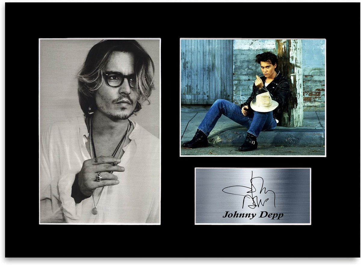 Johnny Depp Printed Signed Autograph Photo Display Mount Gift Poster A4