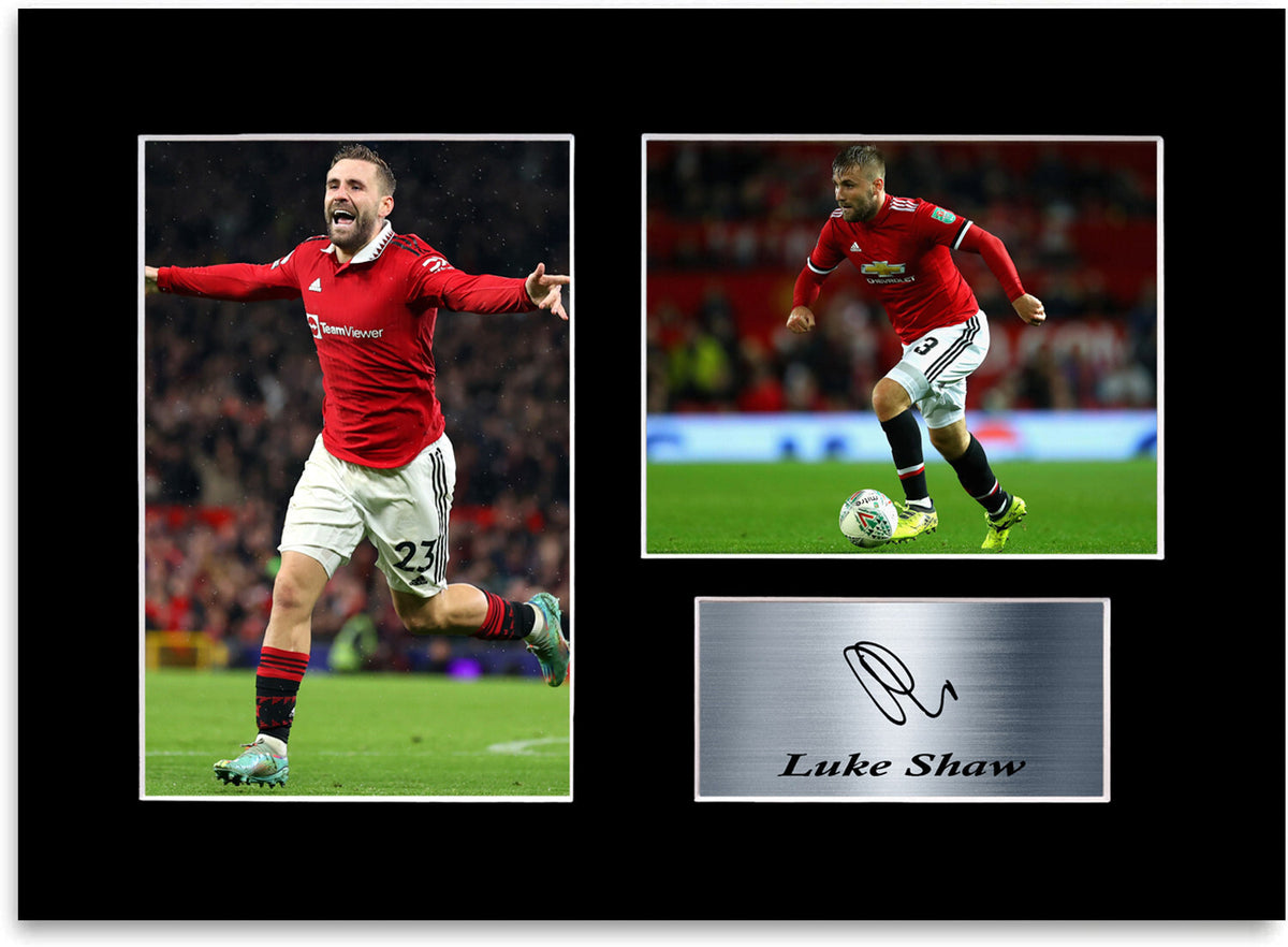 Luke Shaw Man United Player Printed Signed Photo Display Mount Gift A4