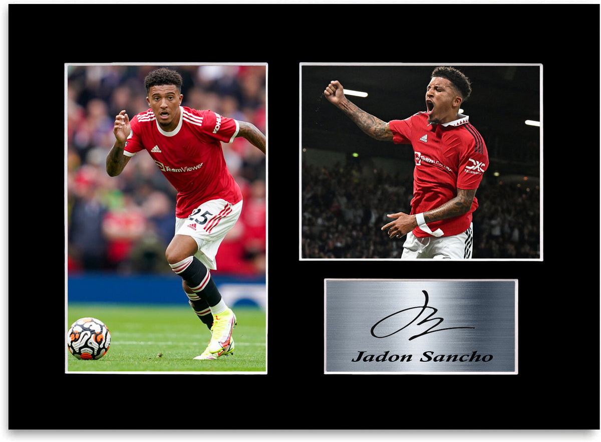 Jadon Sancho Man United Player Printed Signed Photo Display Mount Gift A4