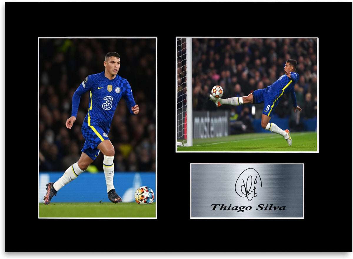 Thiago Silva Chelsea Player Printed Signed Photo Display Mount Gift A4