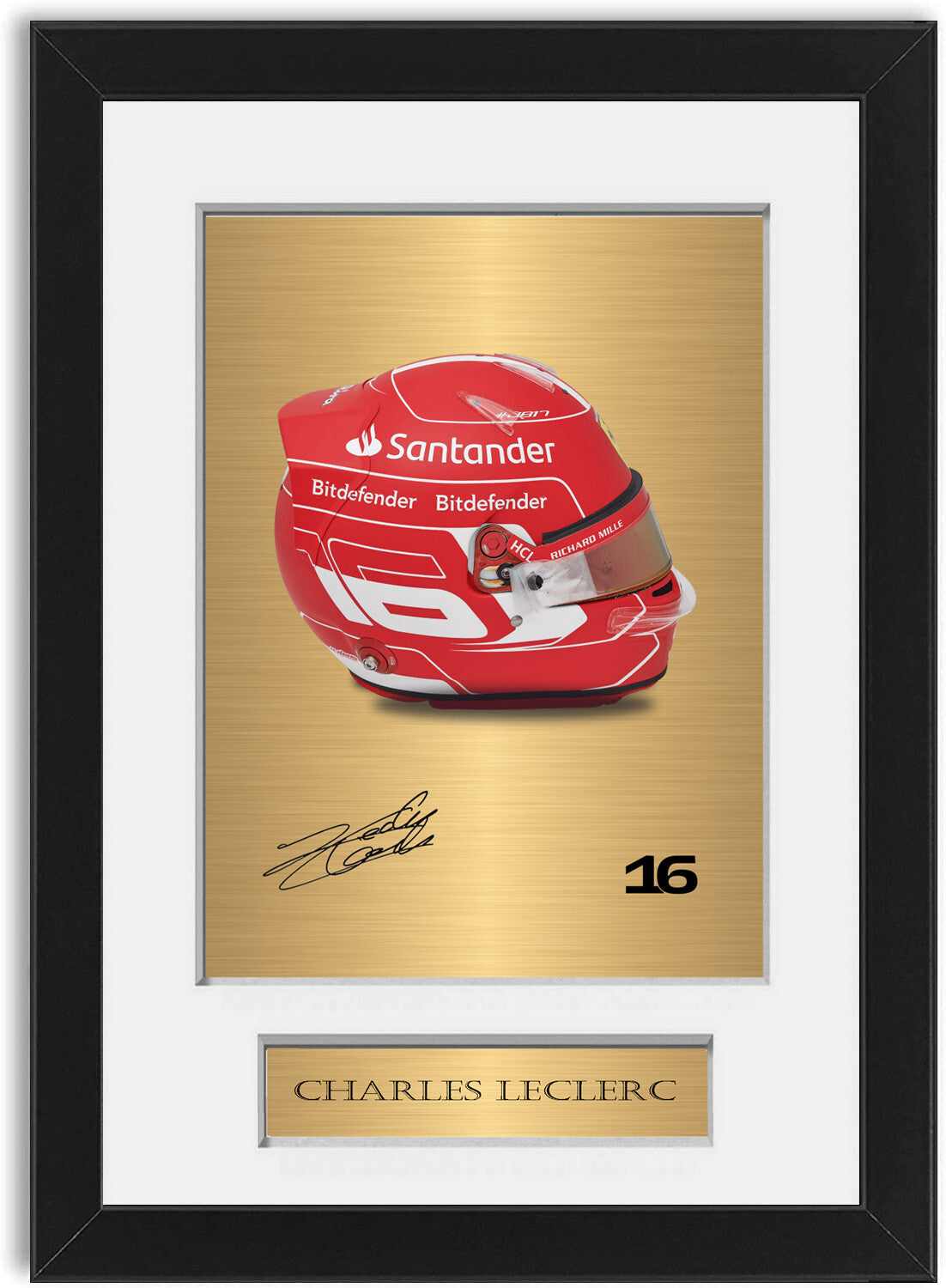 Charles Leclerc Ferrari F1 2023 Helmet Signed Photo Display Mount A4 Framed