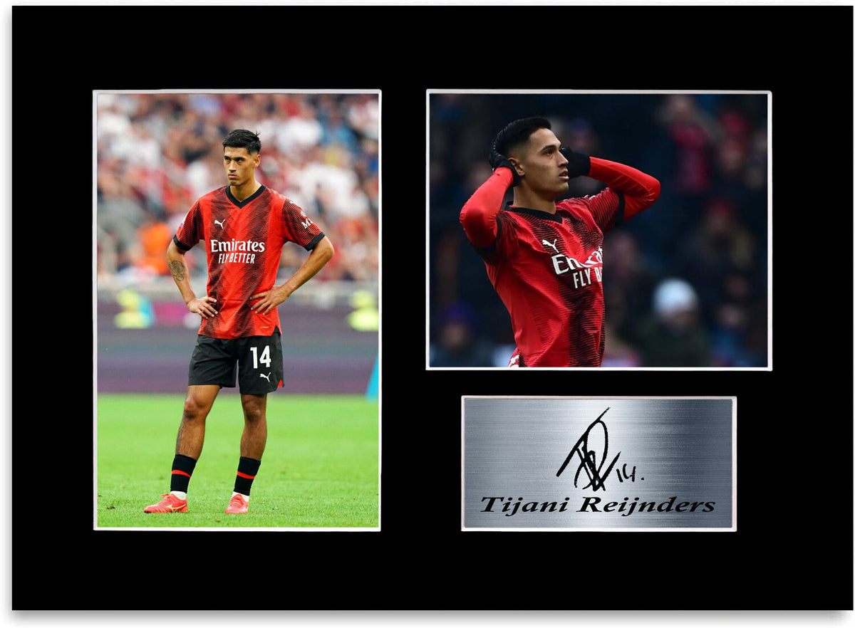 Tijani Reijnders Milan Football Player mounted display by LJW Prints