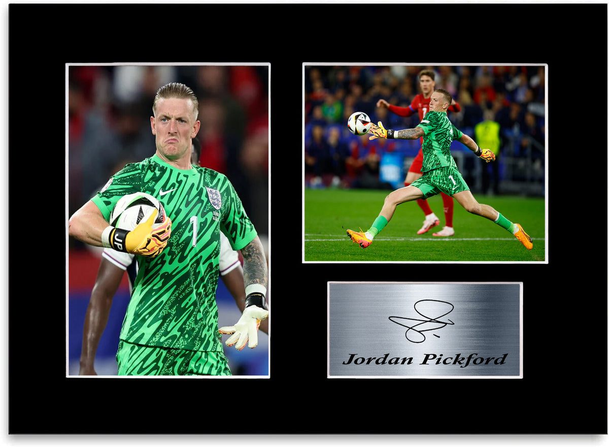 Jordan Pickford England Euro 2024 Football Player mounted display by LJW Prints