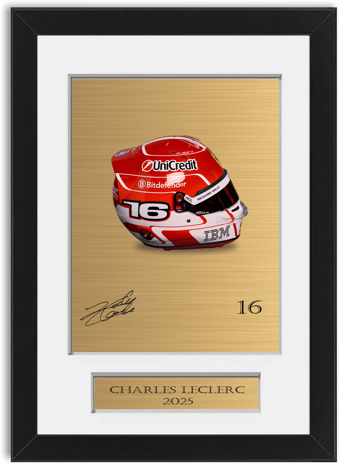 Charles Leclerc 2025 Helmet For F1 Fans framed print by LJW Prints