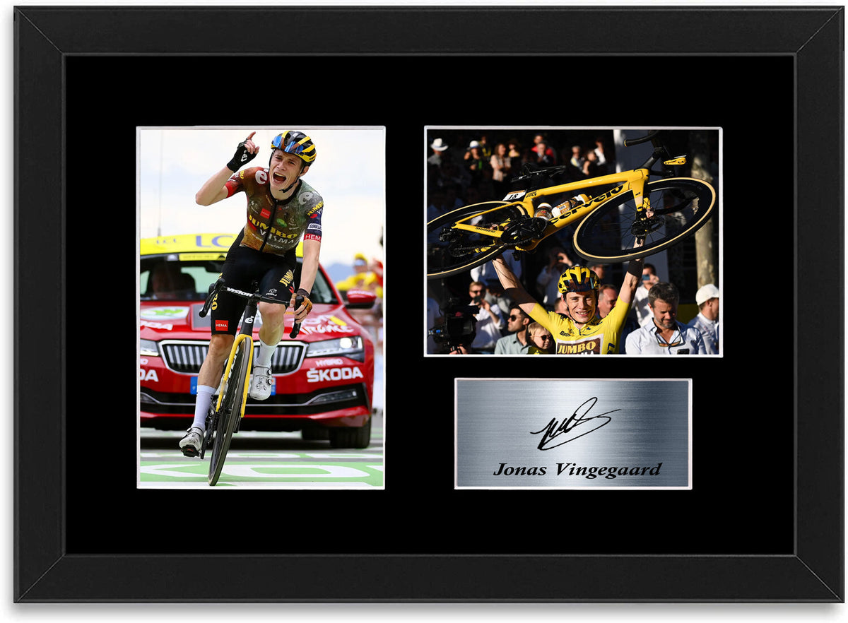 Jonas Vingegaard Road Racing Cyclist Signed Photo Display Poster A4 Framed