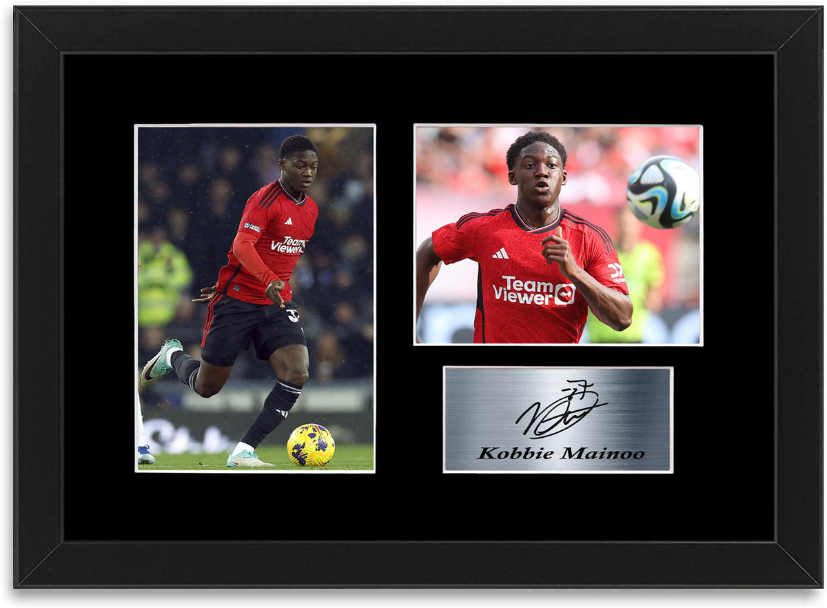 Kobbie Mainoo Man United Player framed print by LJW Prints