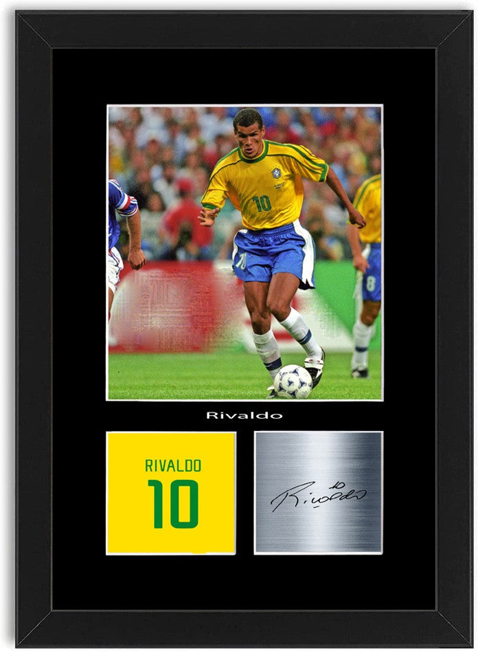 Rivaldo Brazil Football Poster Signed Print Photo A4 Wall Art Framed
