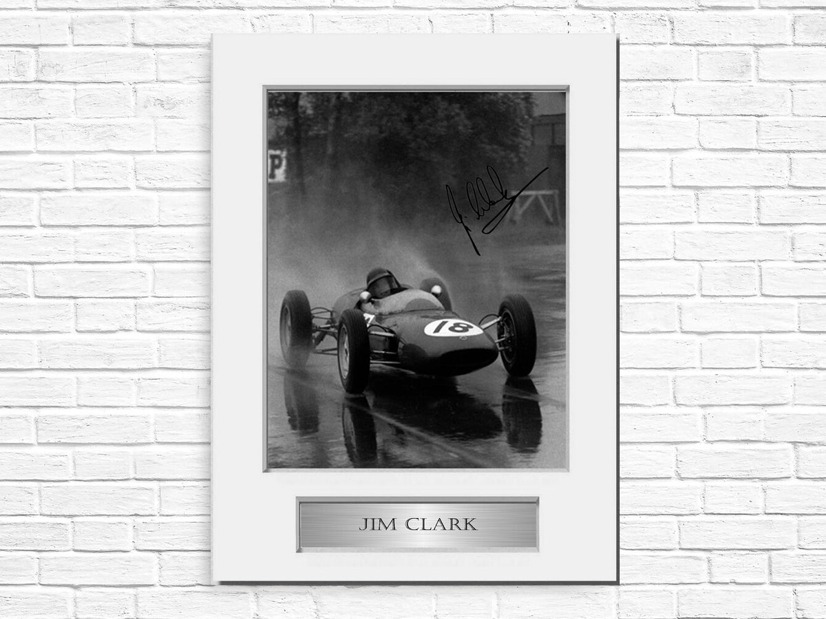 Jim Clark F1 Champion Signed Photo Display Mount A4 Poster