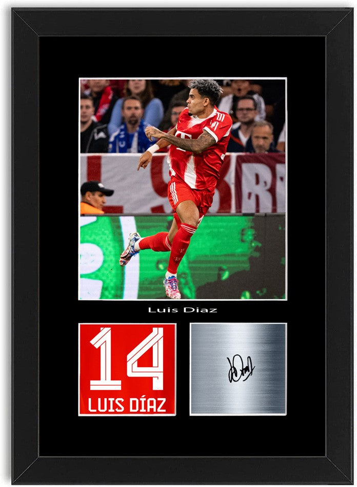 Luis Diaz Football Player Poster Signed Print Photo A4 Wall Art Framed