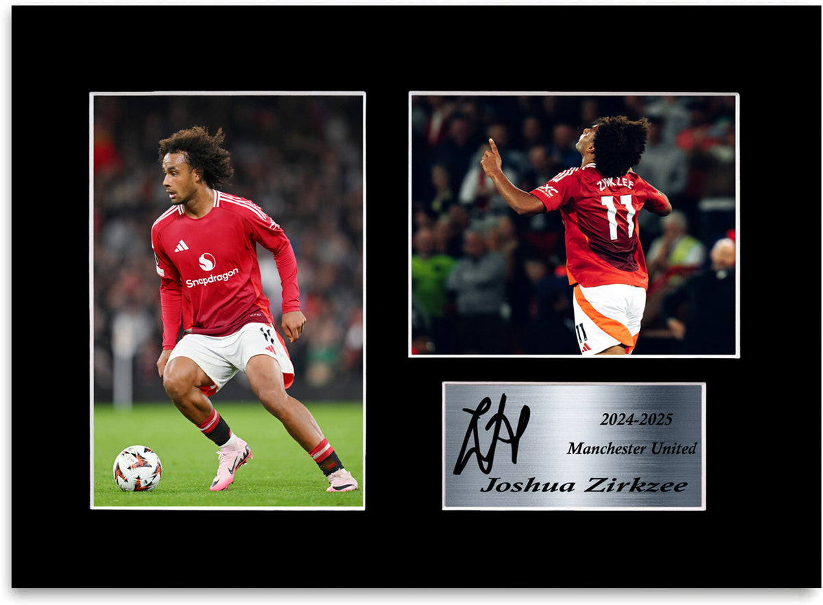 Joshua Zirkzee Man United Player mounted display by LJW Prints