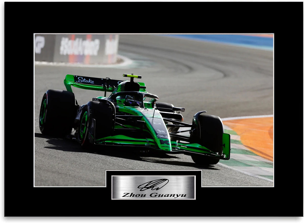 Zhou Guanyu Formula 1 Driver 2024 mounted display by LJW Prints