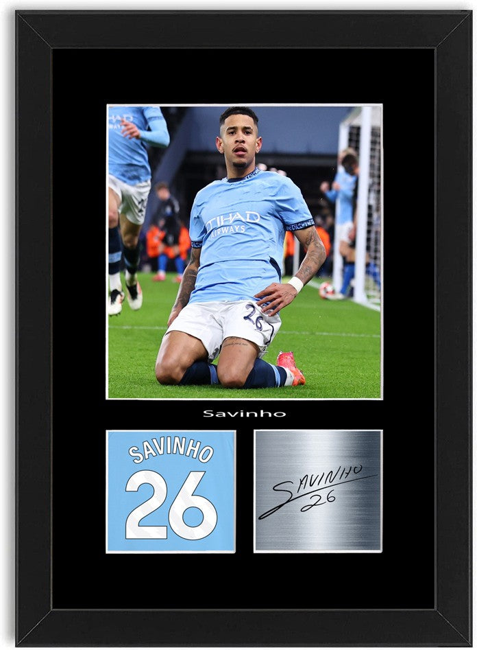 Savinho Football Player framed print by LJW Prints